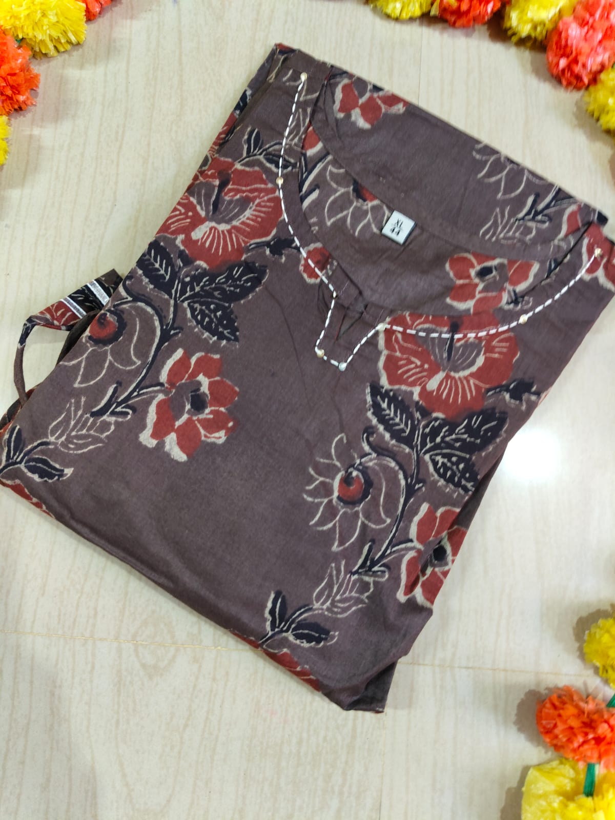 Cotton Mirror Work A Line Frock - CAF21