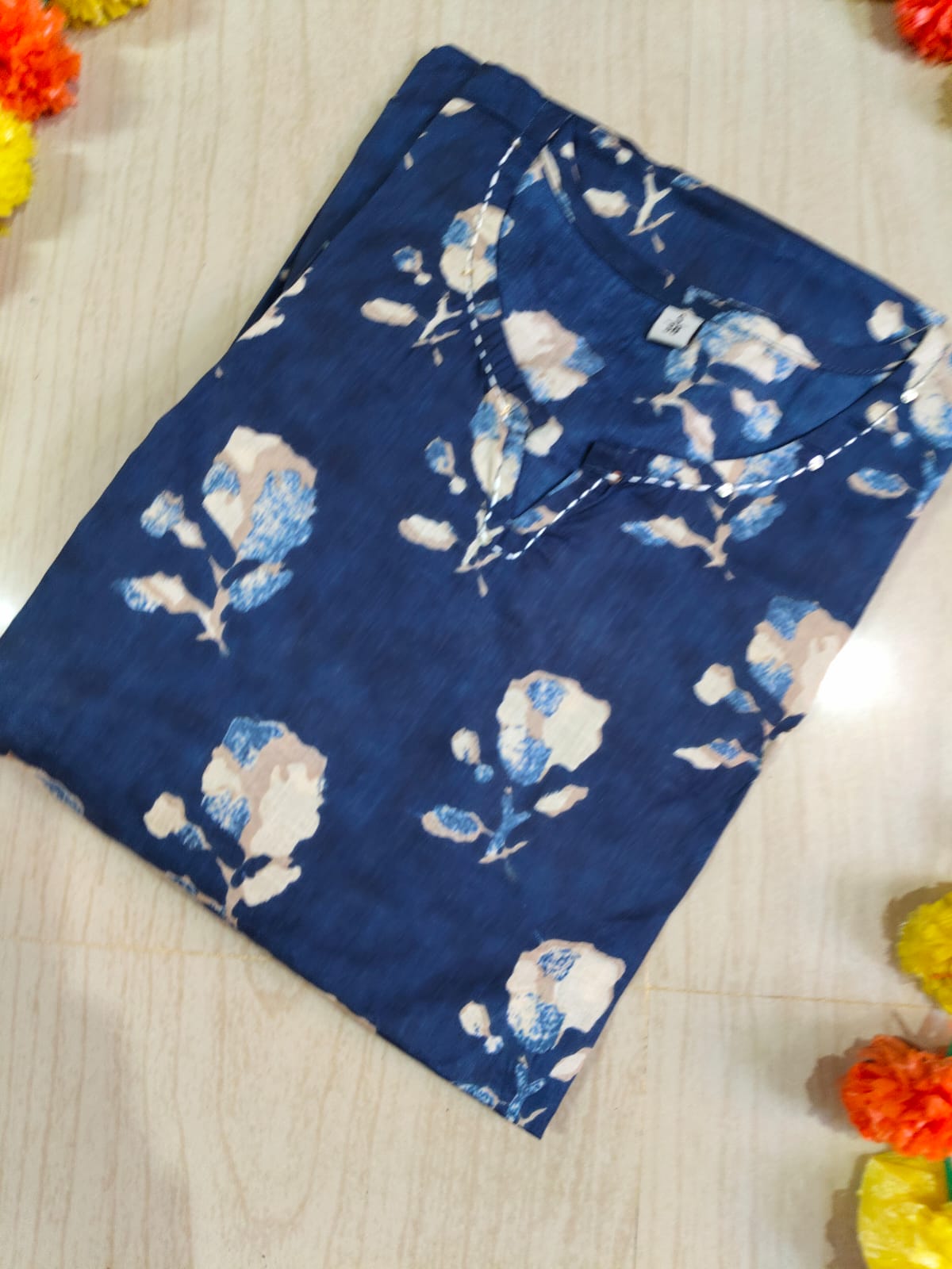 Cotton Mirror Work A Line Frock - CAF22