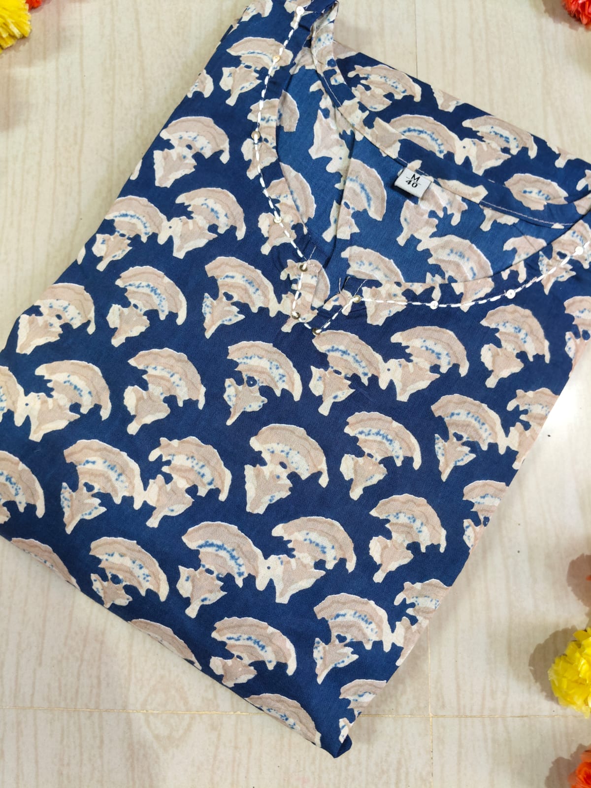 Cotton Mirror Work A Line Frock - CAF20