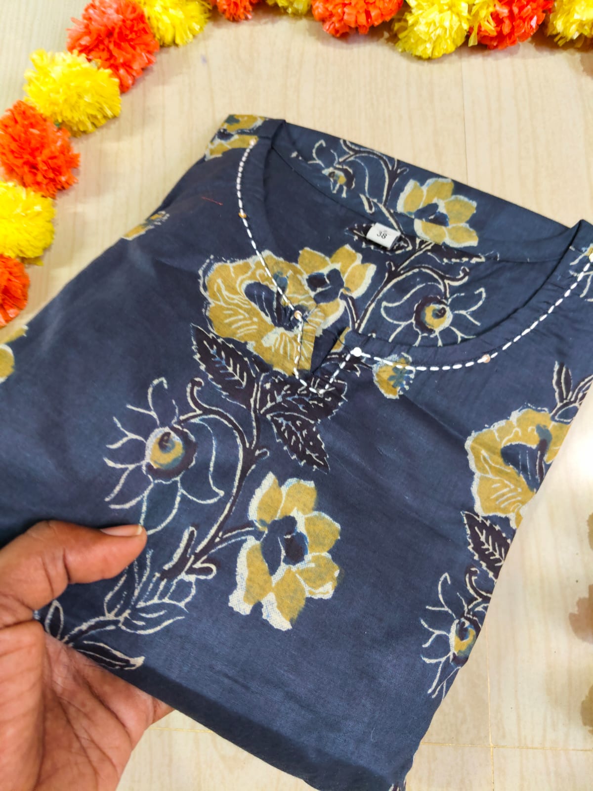 Cotton Mirror Work A Line Frock - CAF19