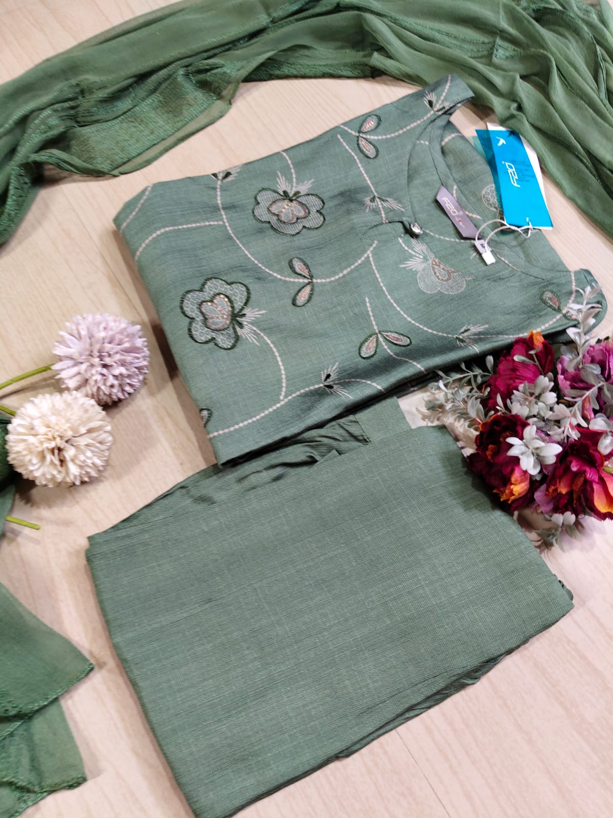 Kurti with Pant and Linen Dupatta sets - KPL10