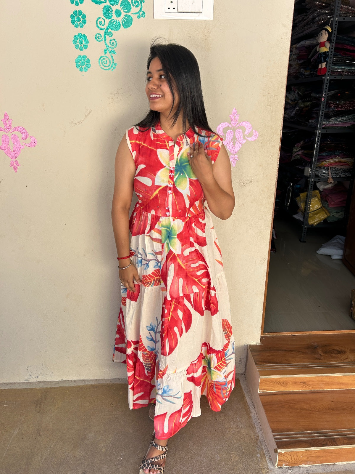 Cotton Long Sleveless Frocks CLF01