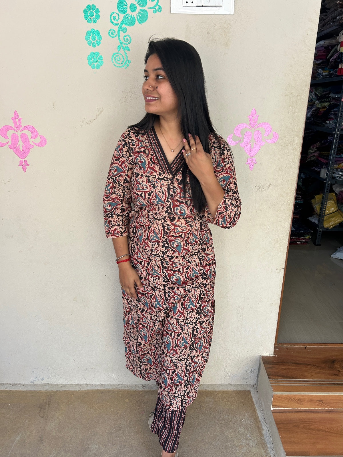 V neck Kurthi with Pant ALN20