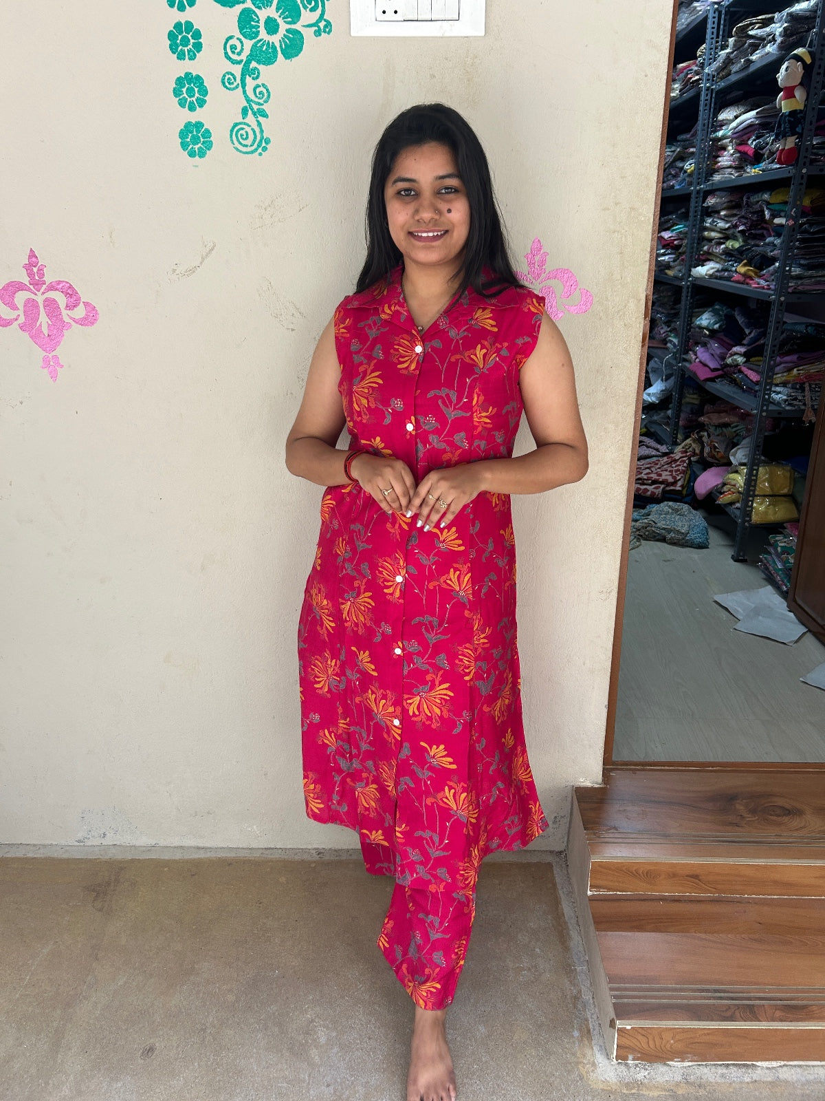 A Line Vertican Silk Kurti AVS26