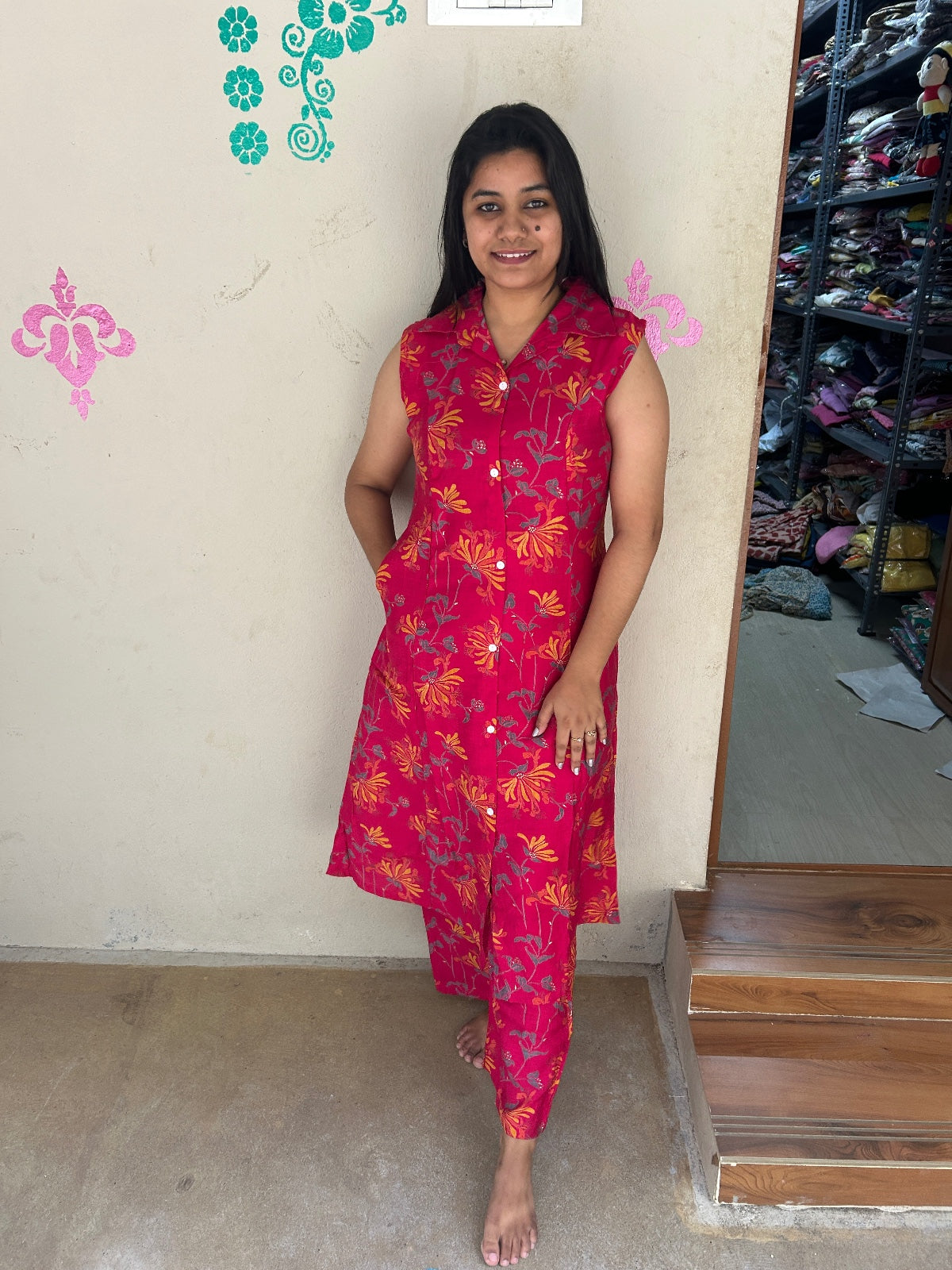 A Line Vertican Silk Kurti AVS26