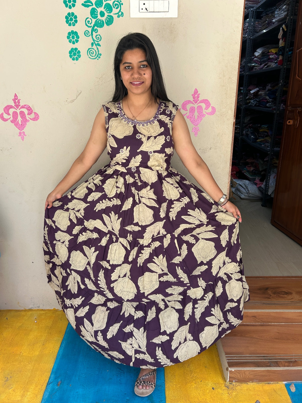 Cotton Long Sleveless Frocks CLF34