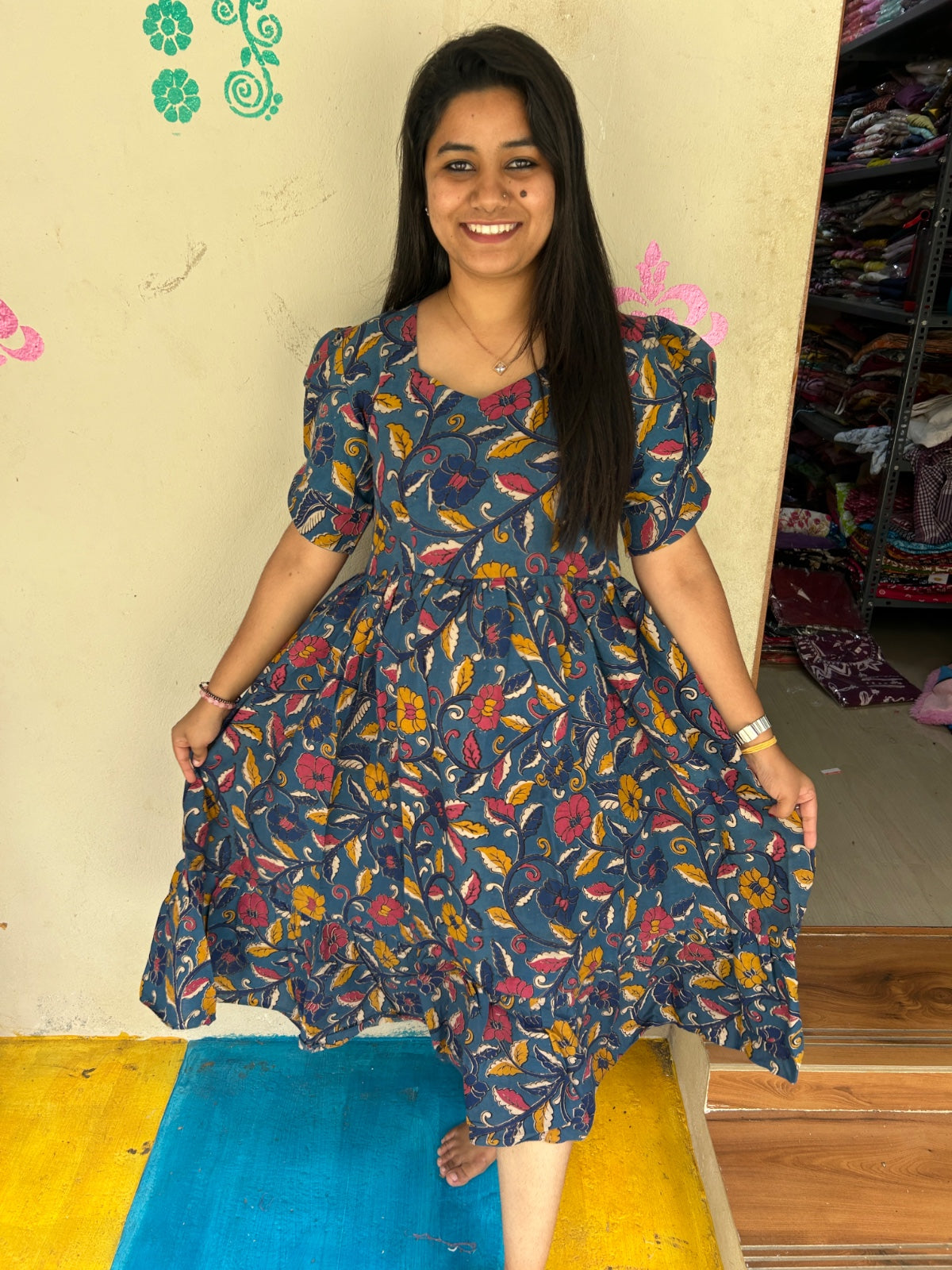 Kalamkari Anarkali Frock KAF28