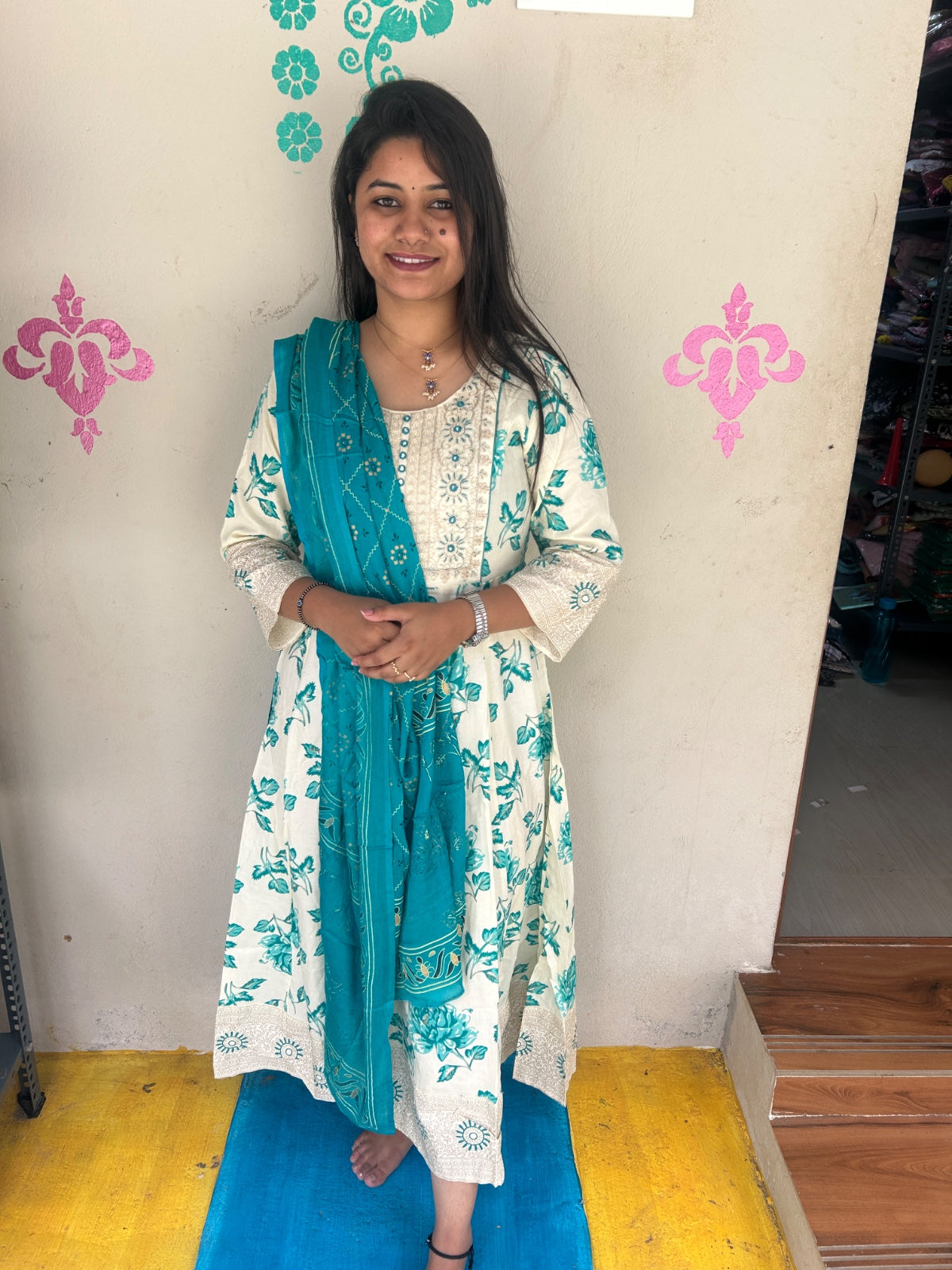 Cotton Floral Anarkali - AS12