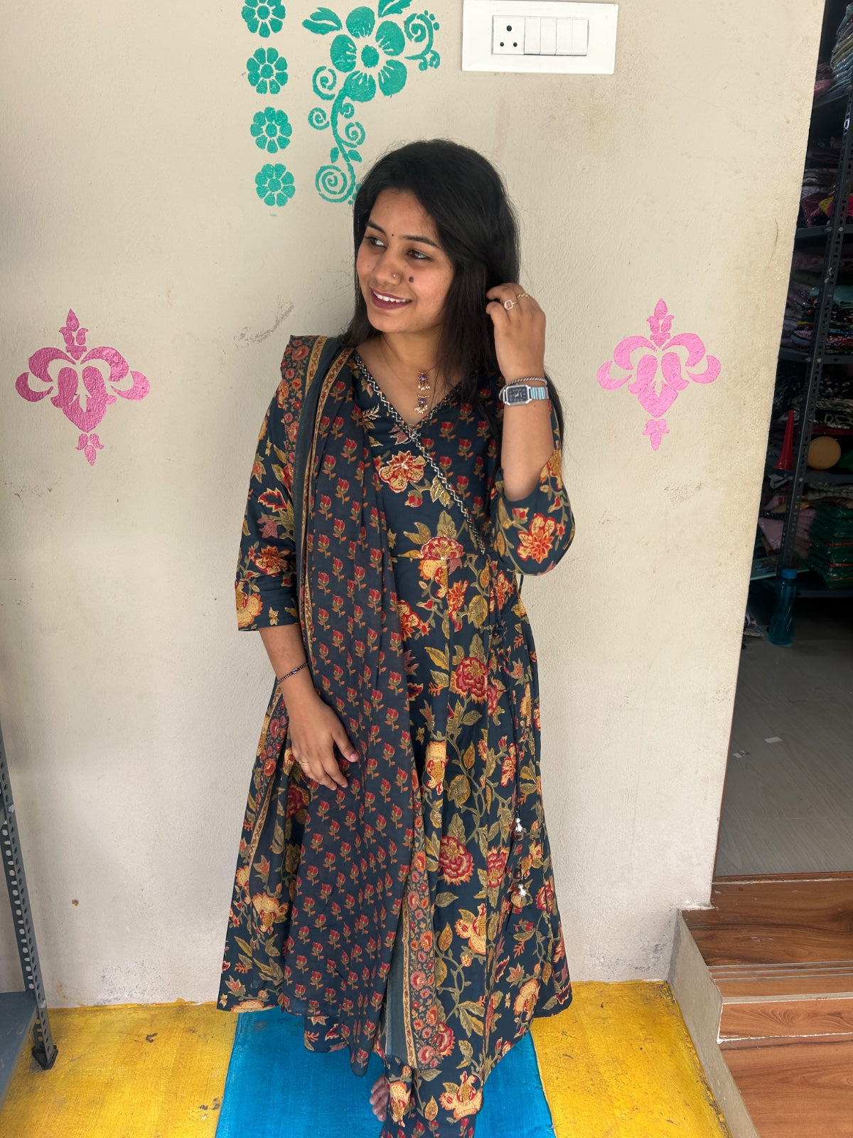 Cotton Floral Anarkali - CA54