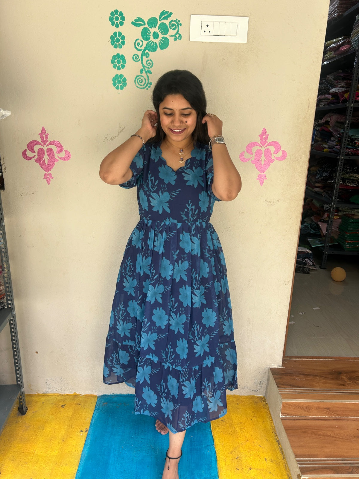 Georgette Floral Frock GFF09