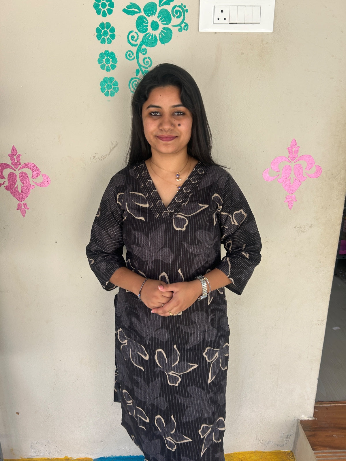 V neck Kurthi with Pant ALN105