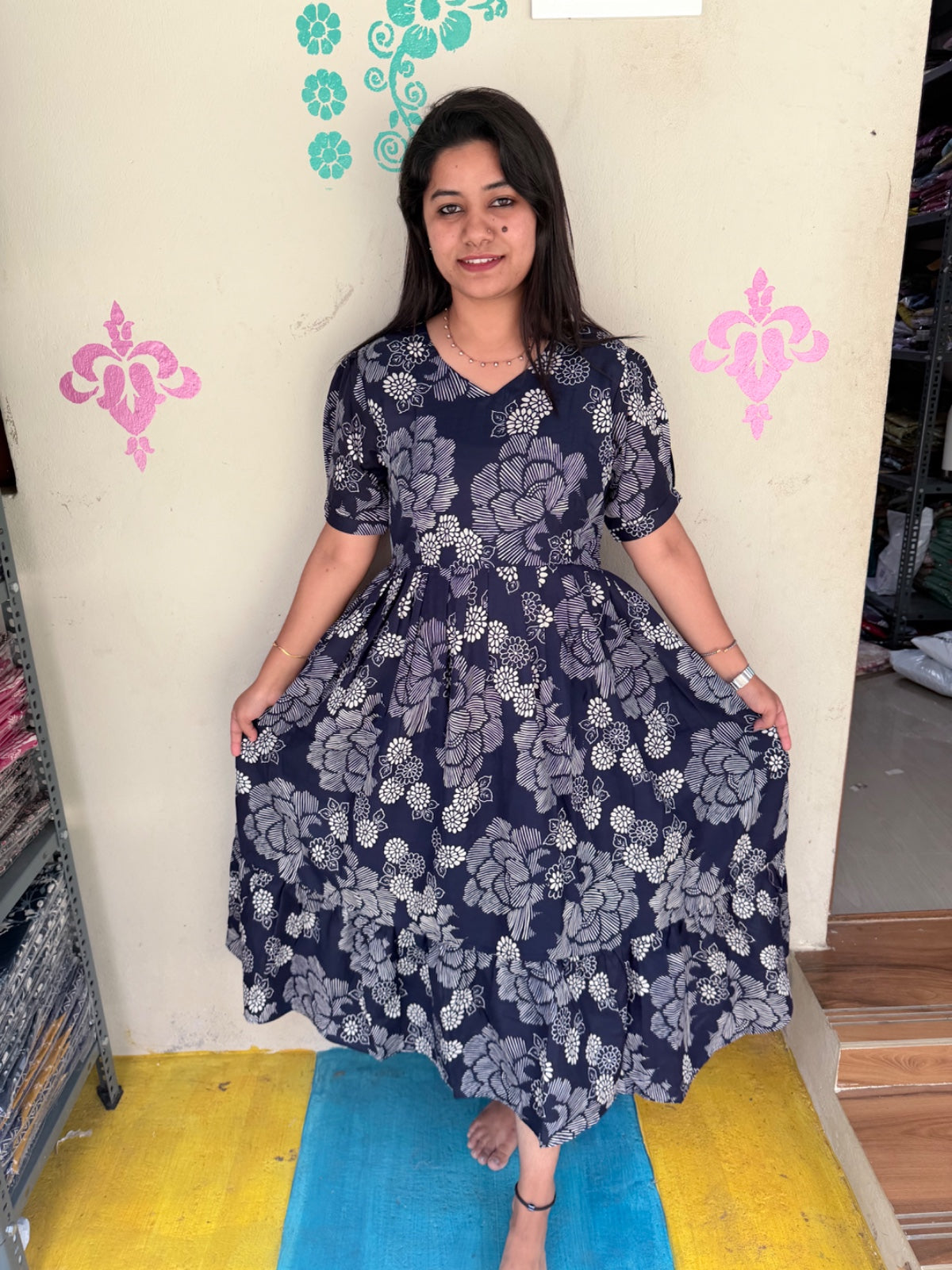 Cotton Floral Frock - CFF113