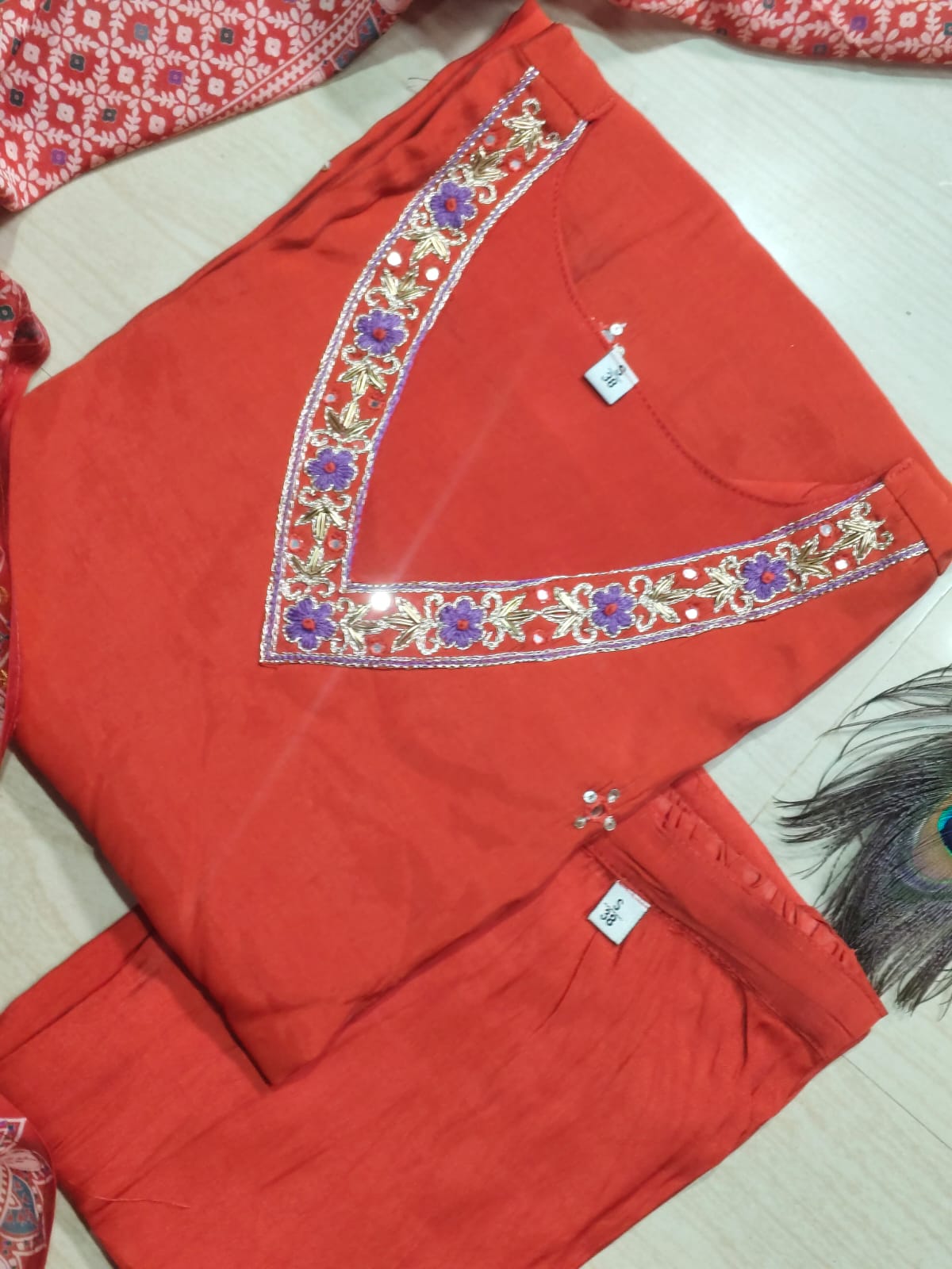 CHANDHERI SILK KURTHI SET - EW12