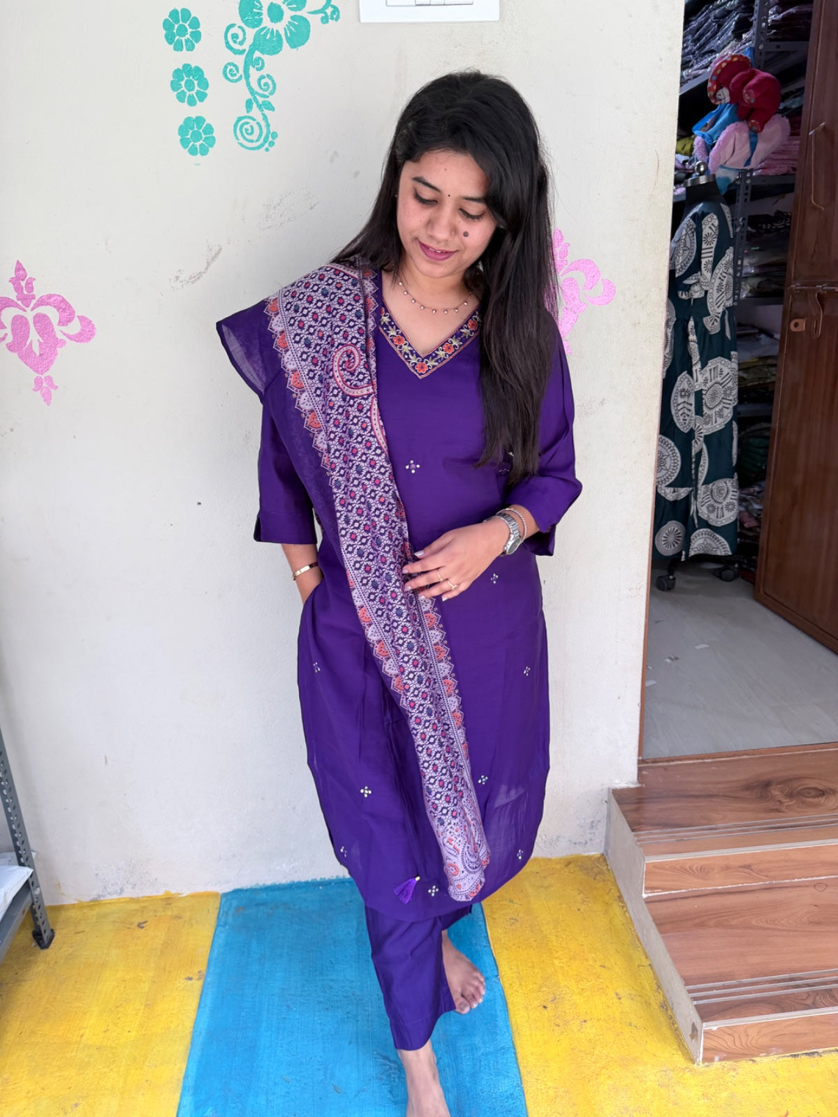 CHANDHERI SILK KURTHI SET - EW11
