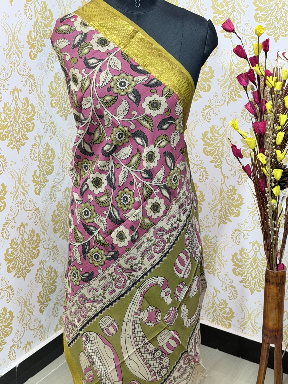 Kalamkari Zari Border Duppata KZD17