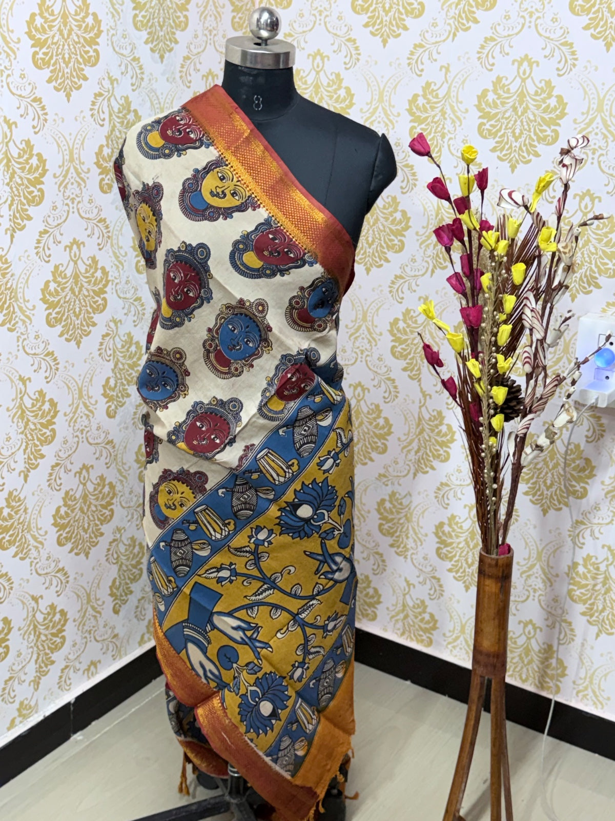 Kalamkari Zari Border Duppata KZD14