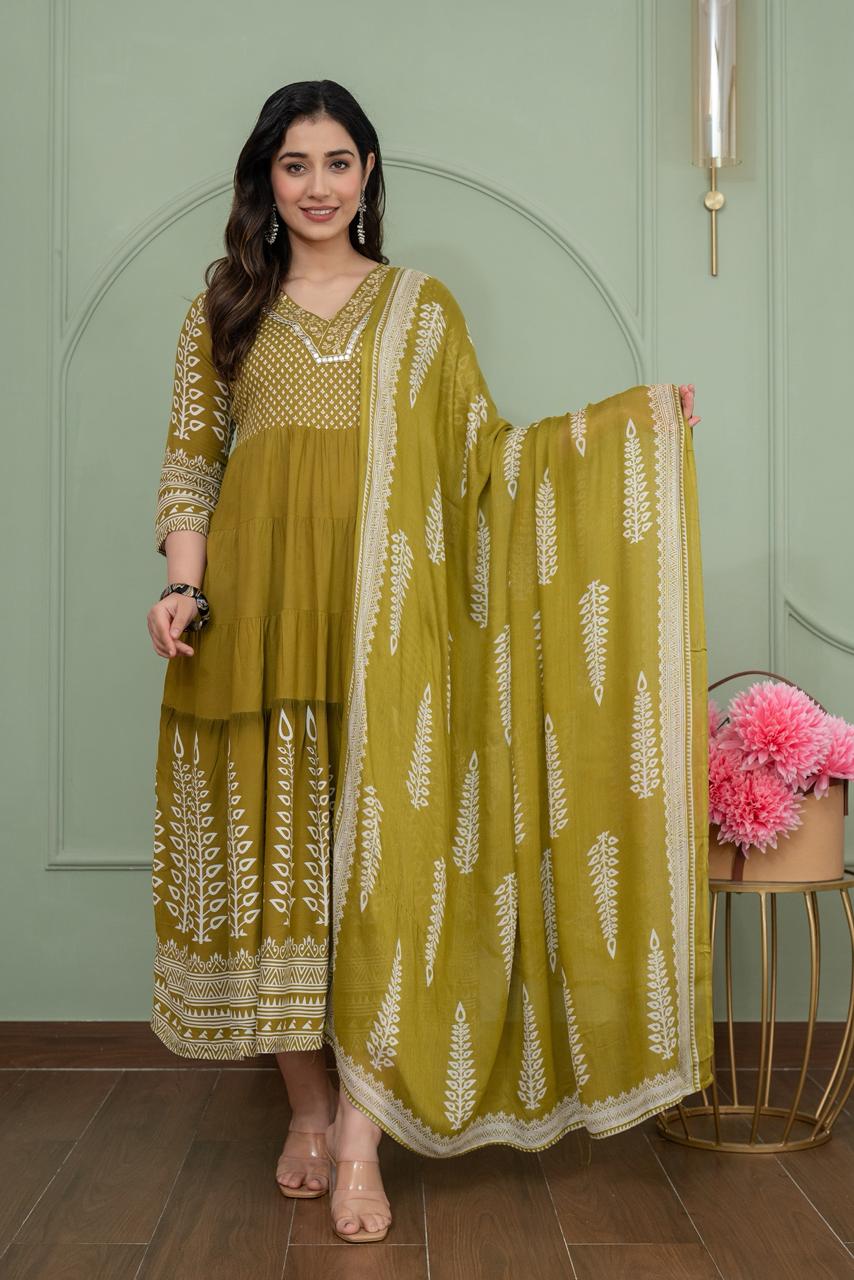 Cotton Floral Anarkali - AS18