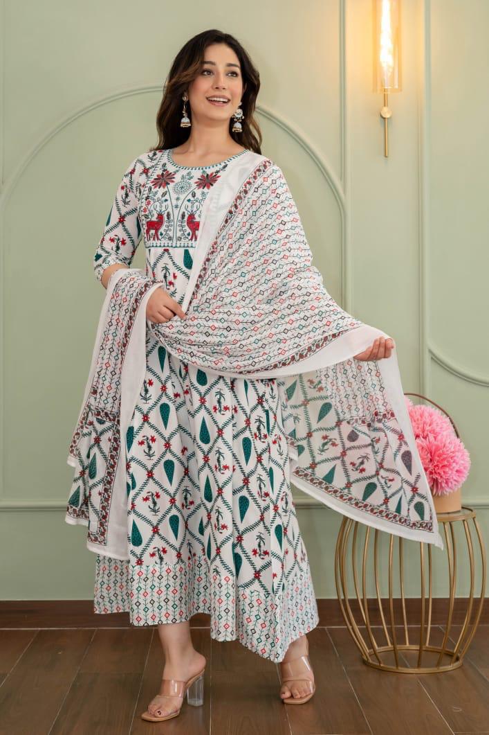 Cotton Floral Anarkali - AS23
