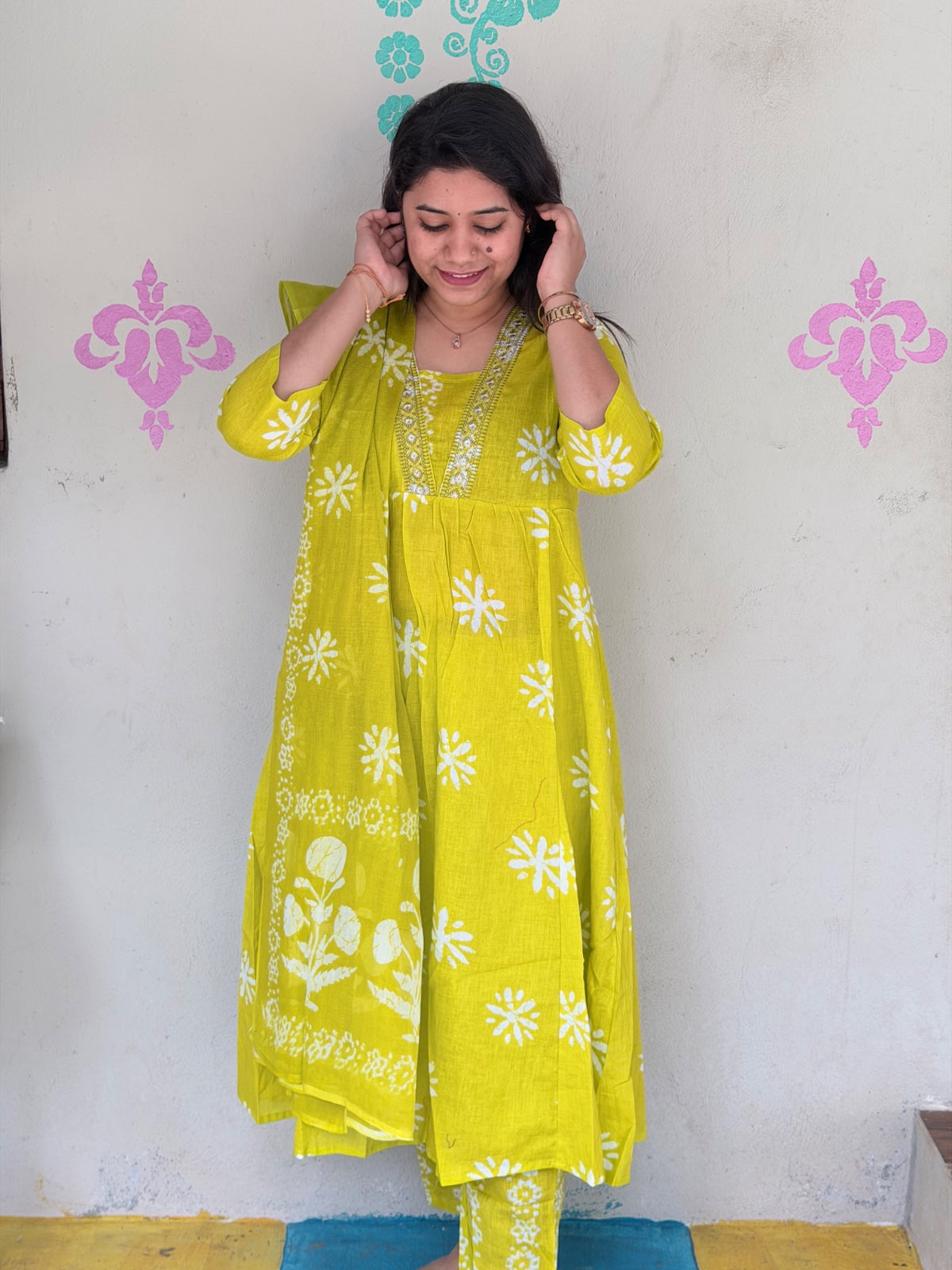Cotton Floral Anarkali - AS10