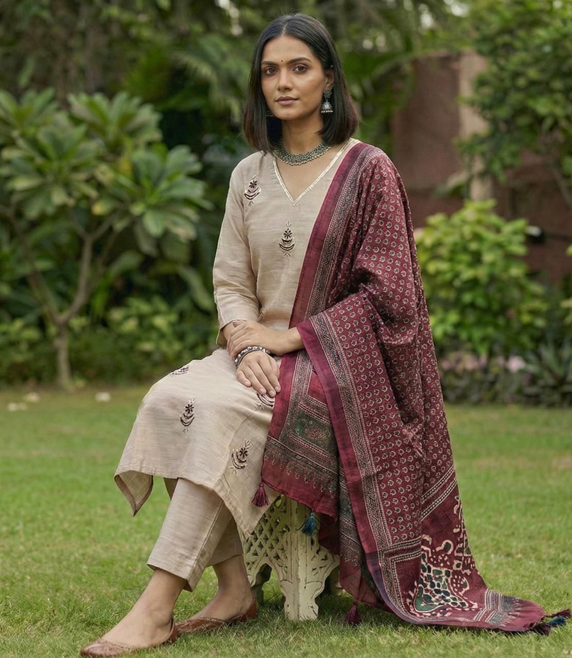 CHANDHERI SILK KURTHI SET - EW03