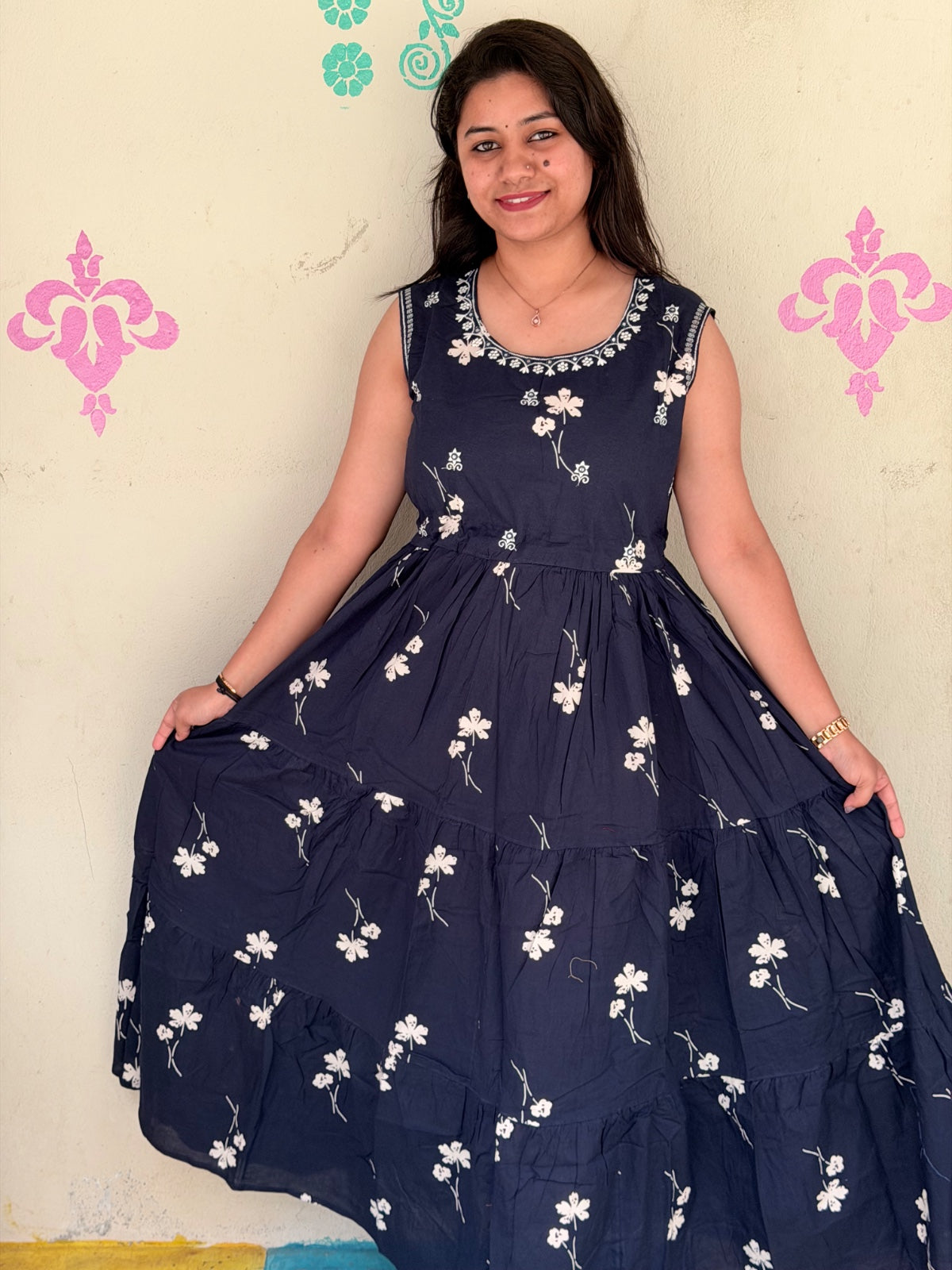 Cotton Long Frocks CLF37 - sleeves available inside