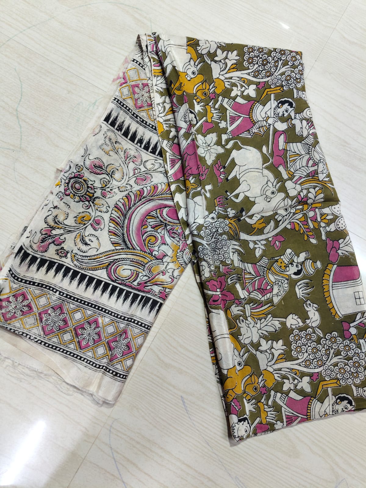 Kalamkari Duppatas (Cotton & Silk) KZD38