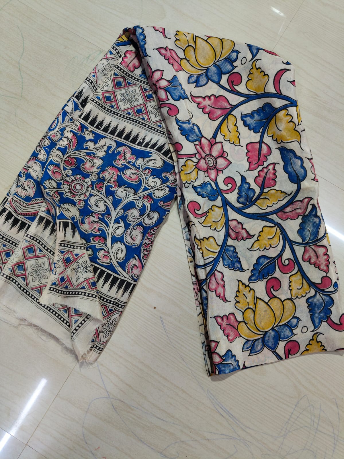 Kalamkari Duppatas (Cotton & Silk) KZD49