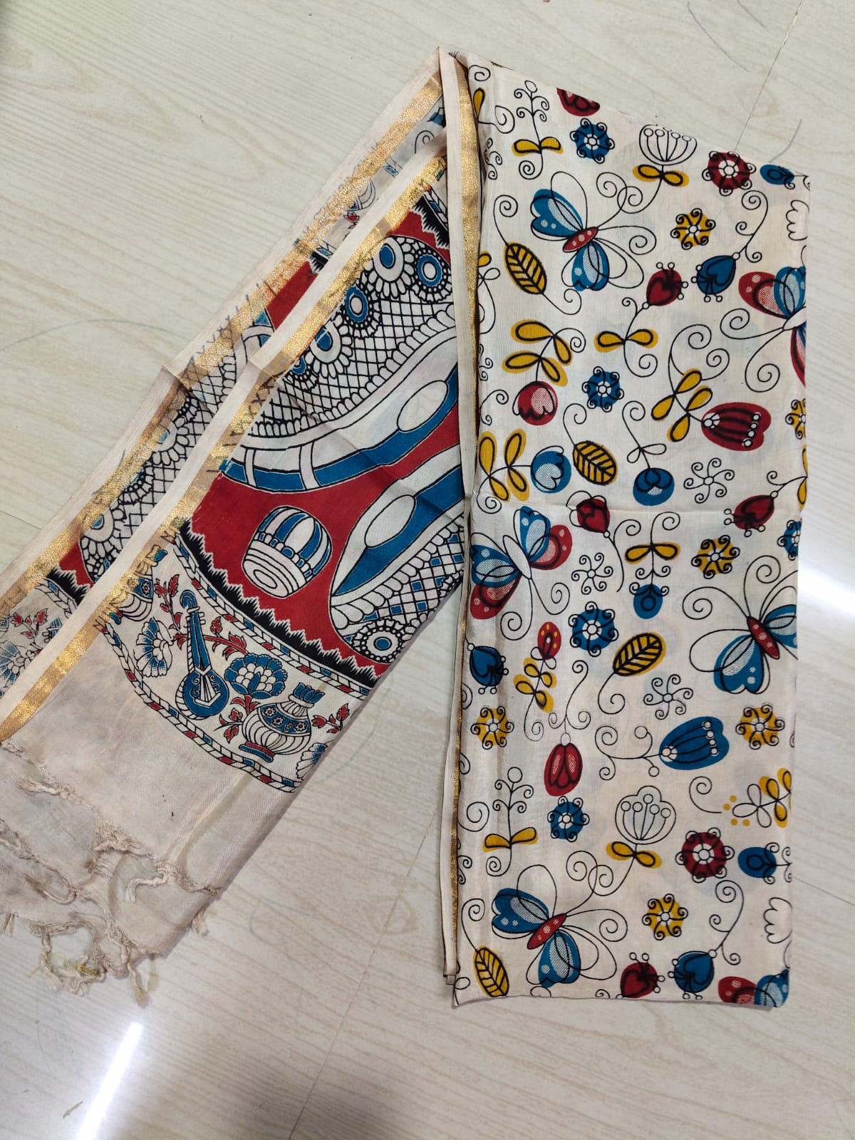 Kalamkari Duppatas (Cotton & Silk) KZD64