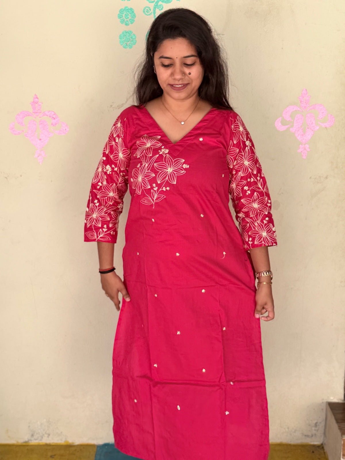 V neck Kurthi with Pant ALN62
