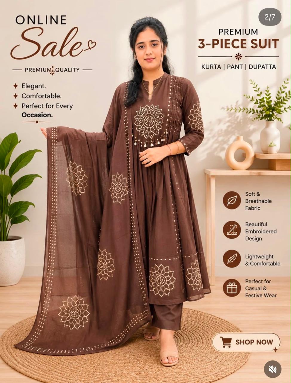 Cotton Floral Anarkali AS124 (Pre Booking - 10 Days For Delivery)