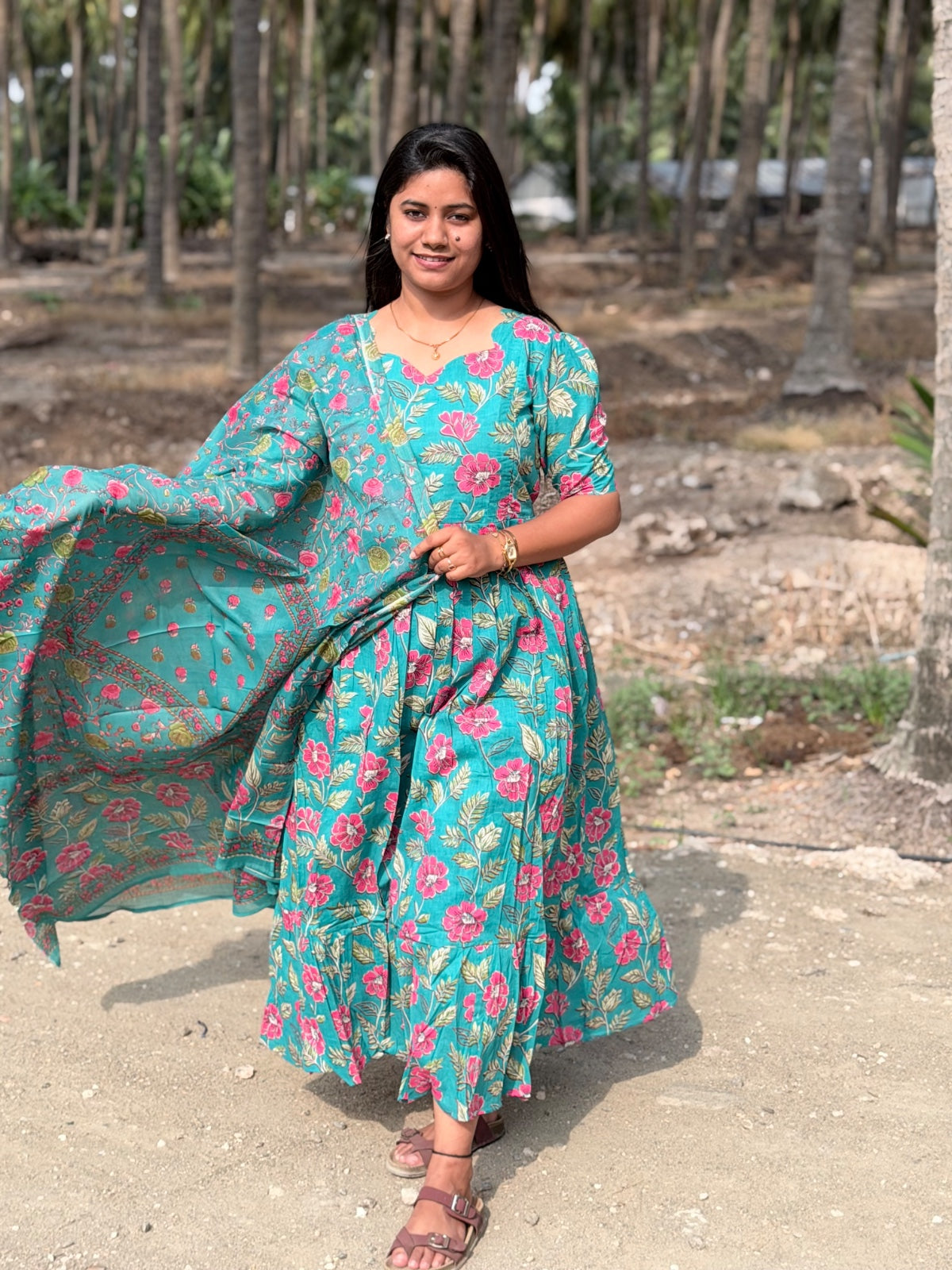 Cotton Feeding Maxi With Dupatta GEF45
