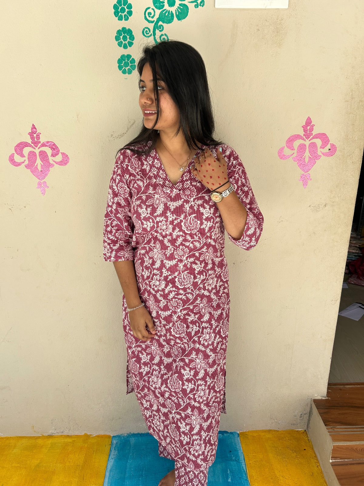 V neck Kurthi with Pant ALN23