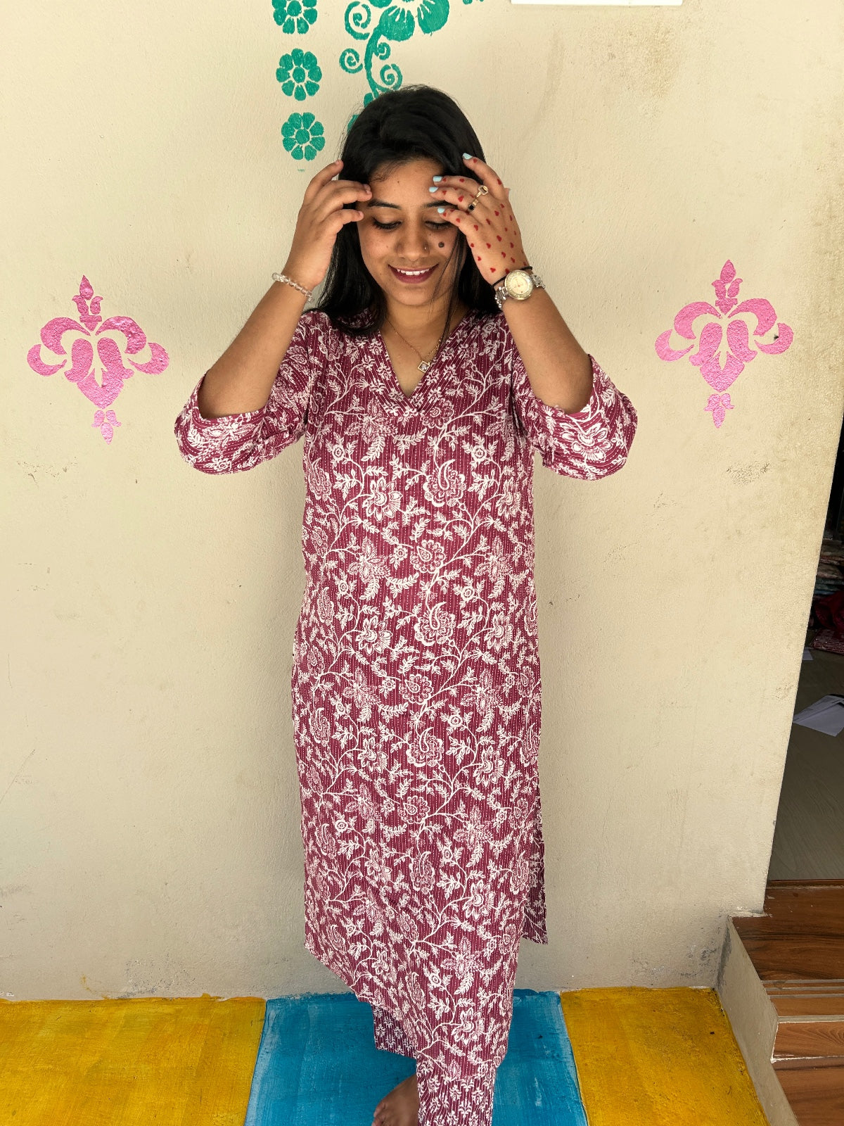 V neck Kurthi with Pant ALN23