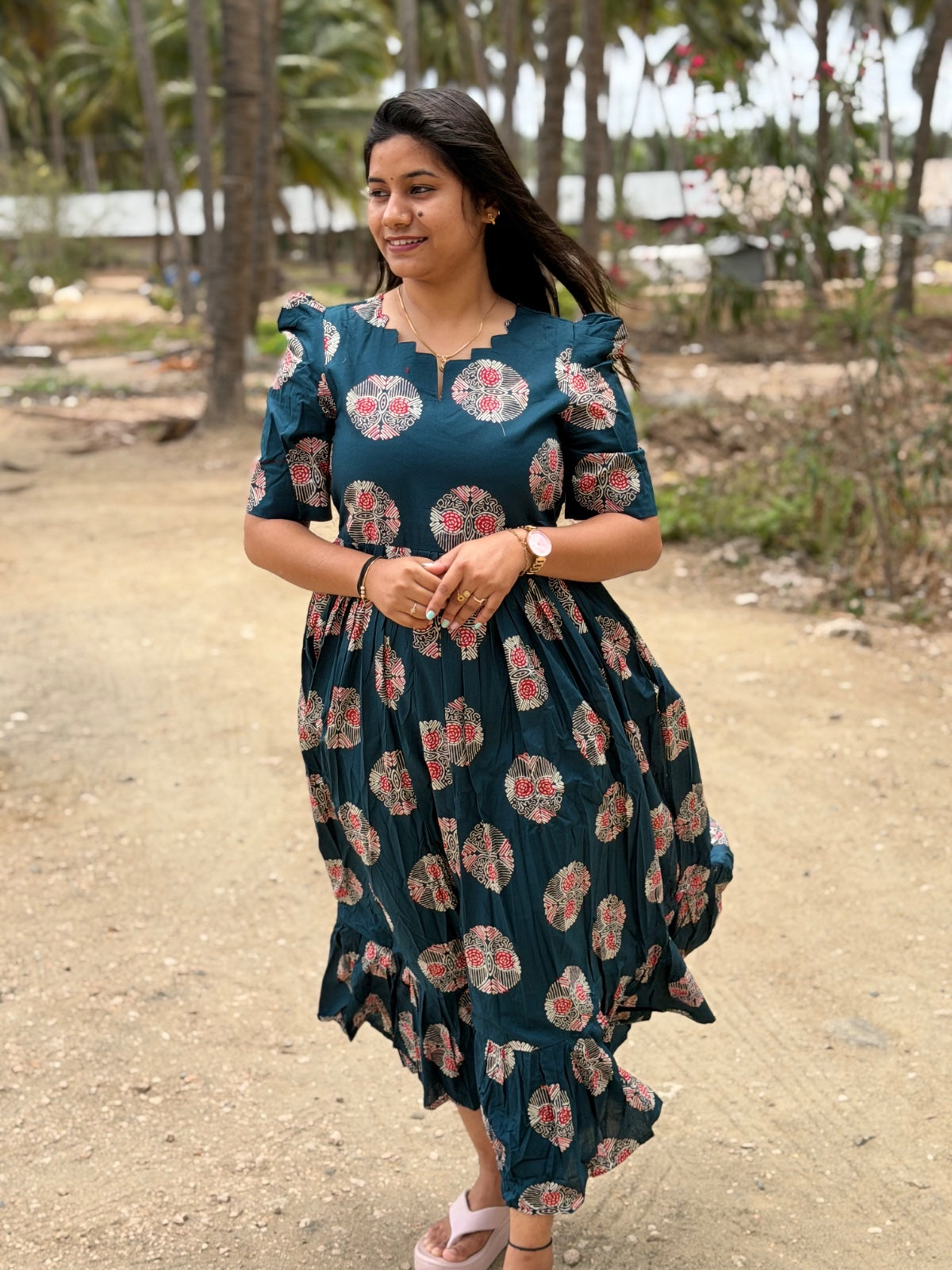 Premium Cotton Floral Frock - CFF101