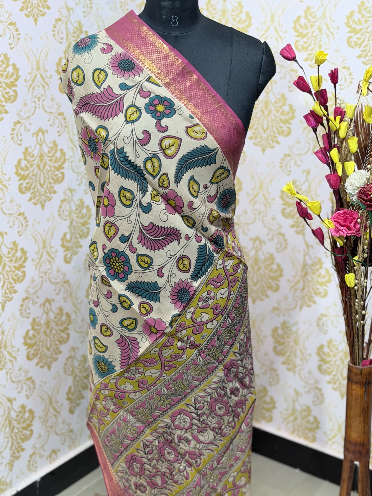 Kalamkari Zari Boarder Duppata