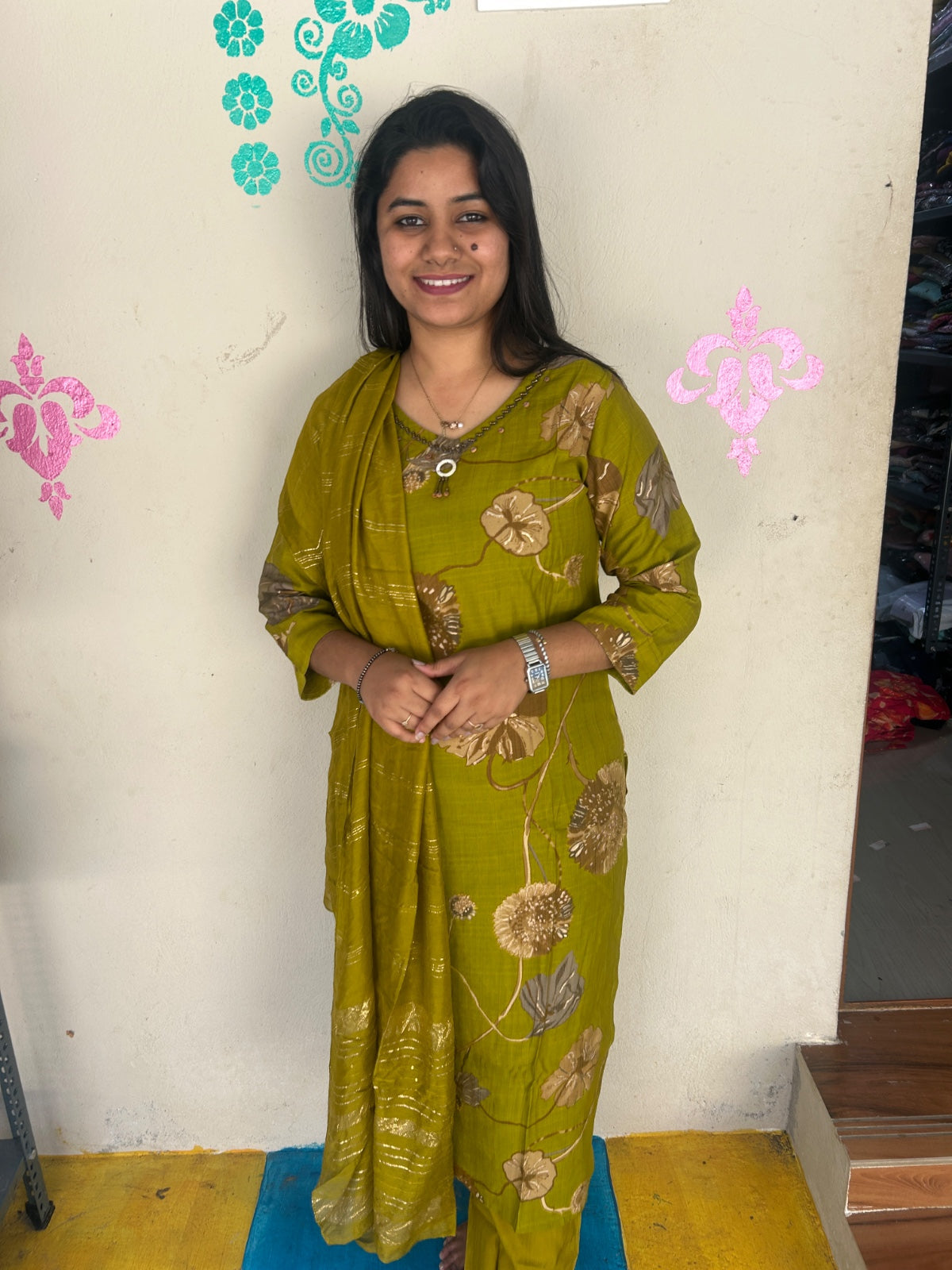Premium Shiny Vetican Silk Kurti Set
