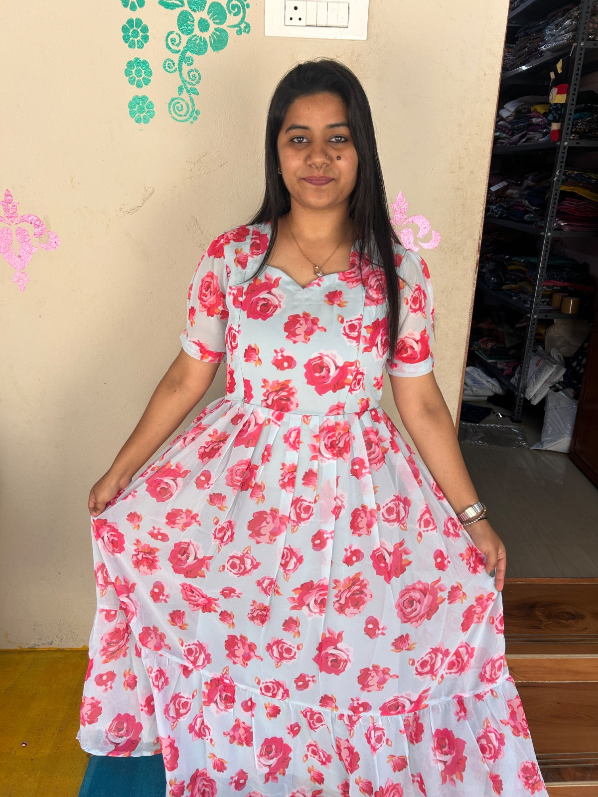 Georgette Floral Frock GFF05
