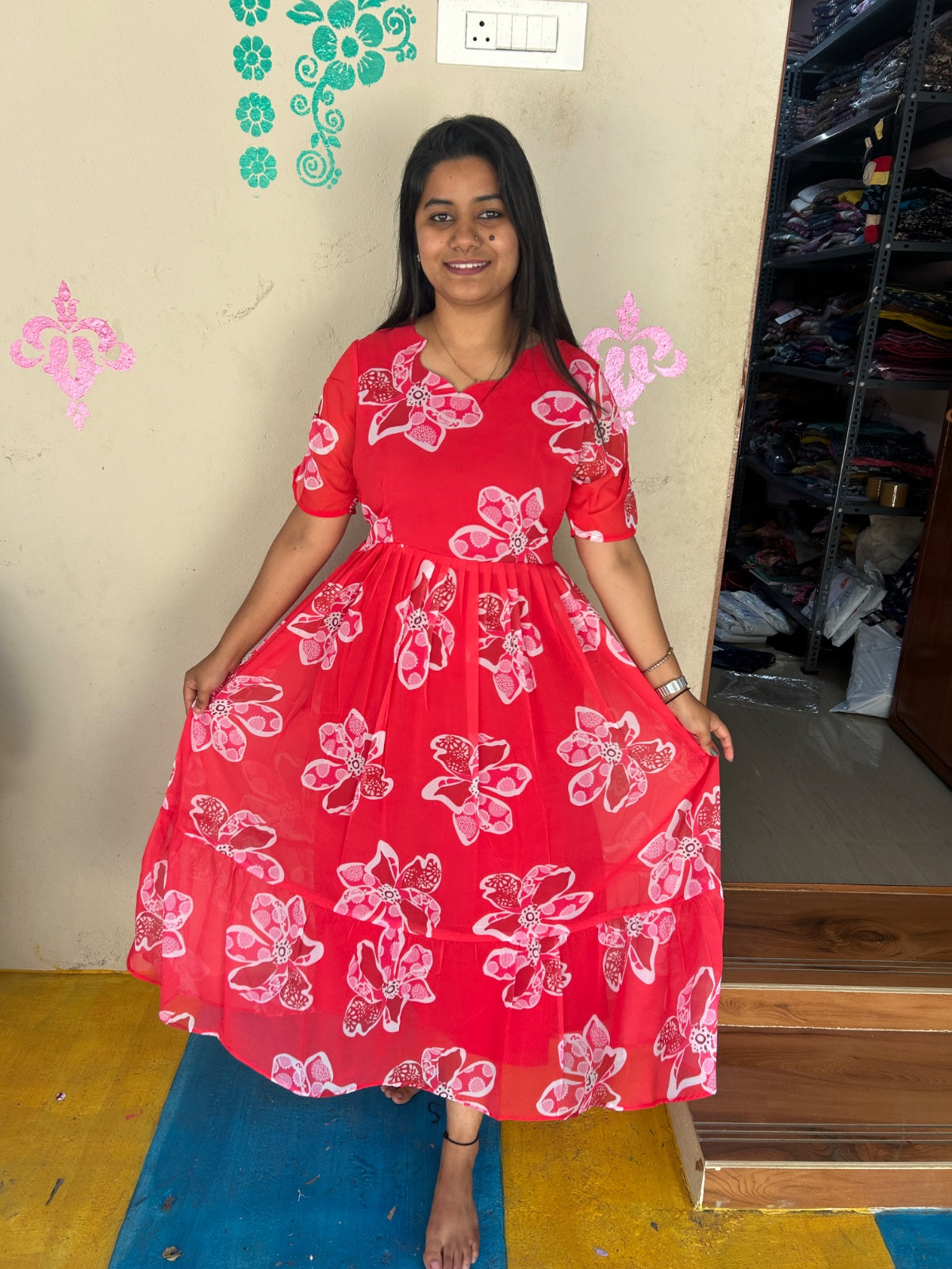Georgette Floral Frock GFF01