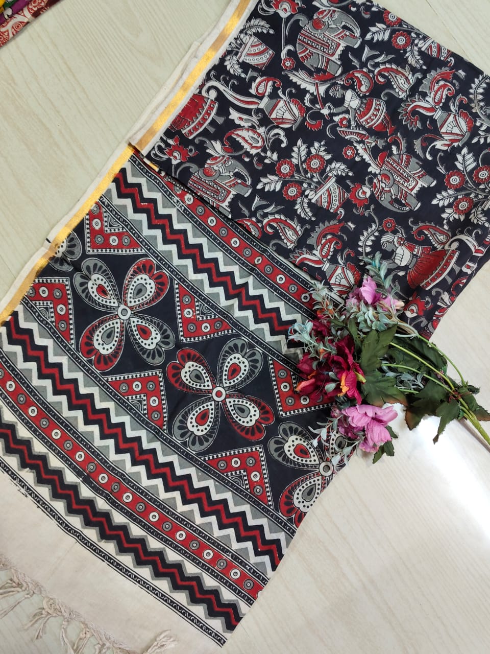 Kalamkari Zari Boarder Duppata KZD05