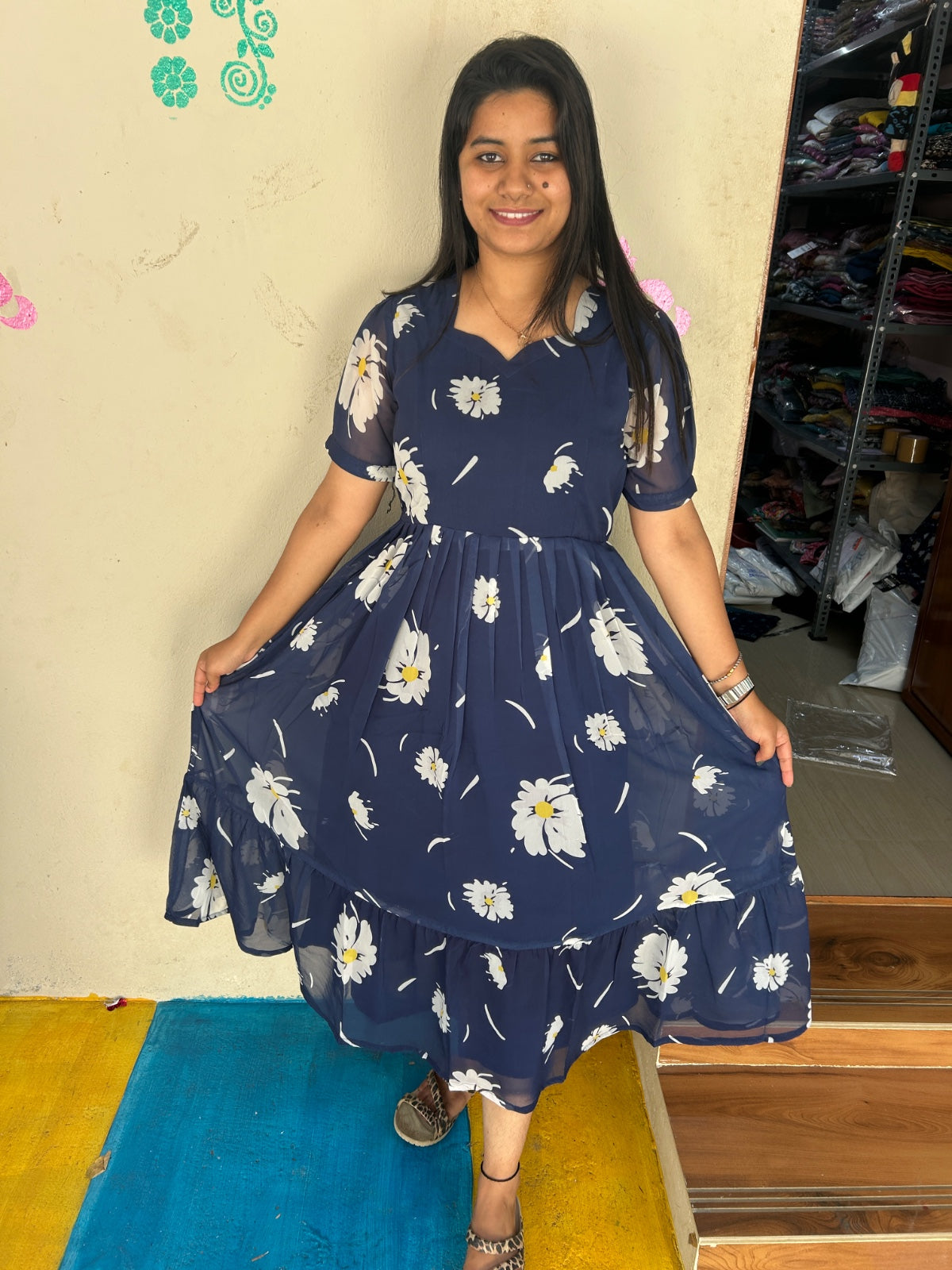 Georgette Floral Frock GFF06