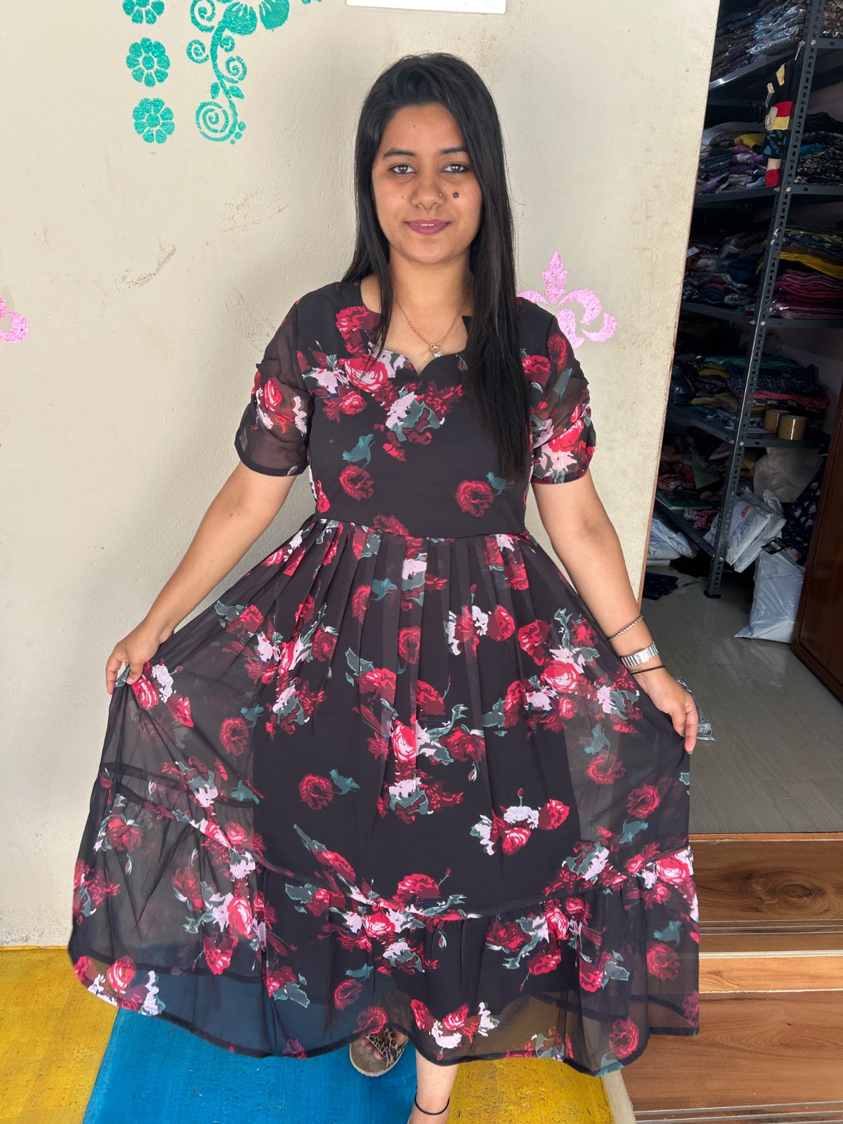 Georgette Floral Frock GFF08