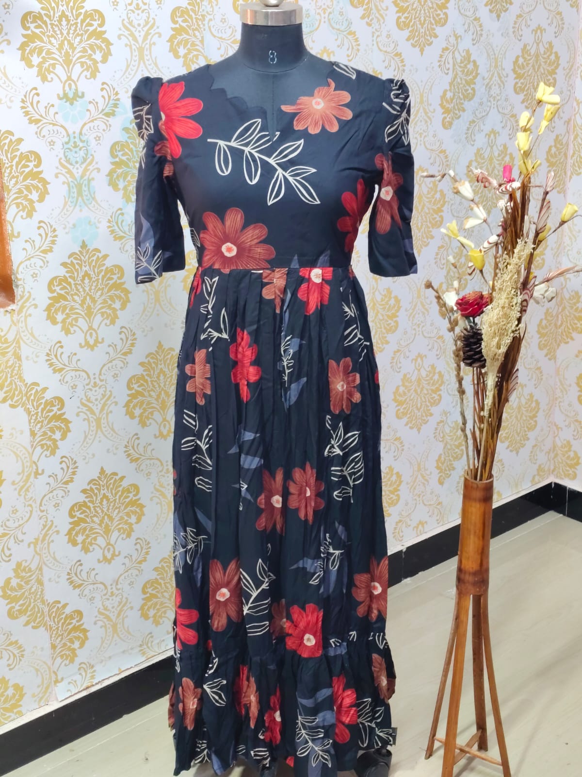 Premium Rayon Floral Frock - CFF114