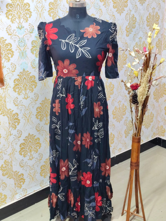 Premium Rayon Floral Frock - CFF114