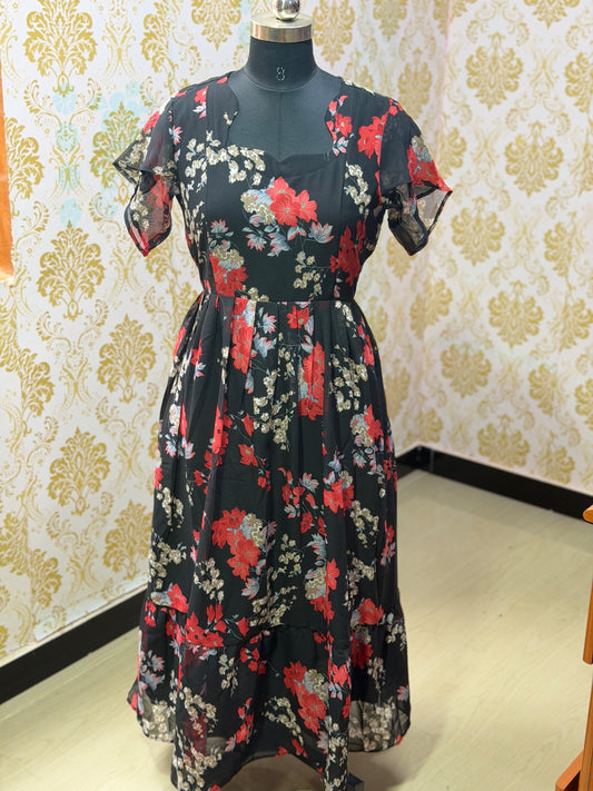 Georgette Floral Frock GFF17