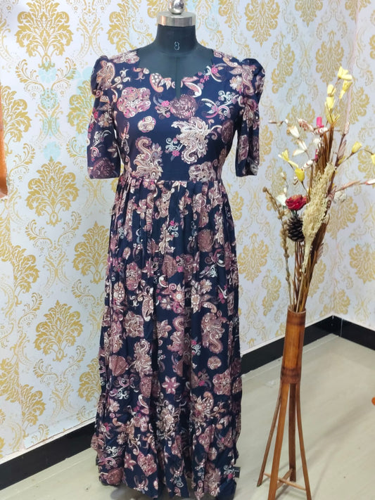 Premium Rayon Floral Frock - CFF117