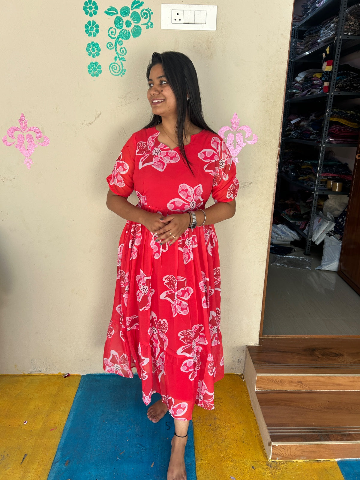 Georgette Floral Frock GFF01