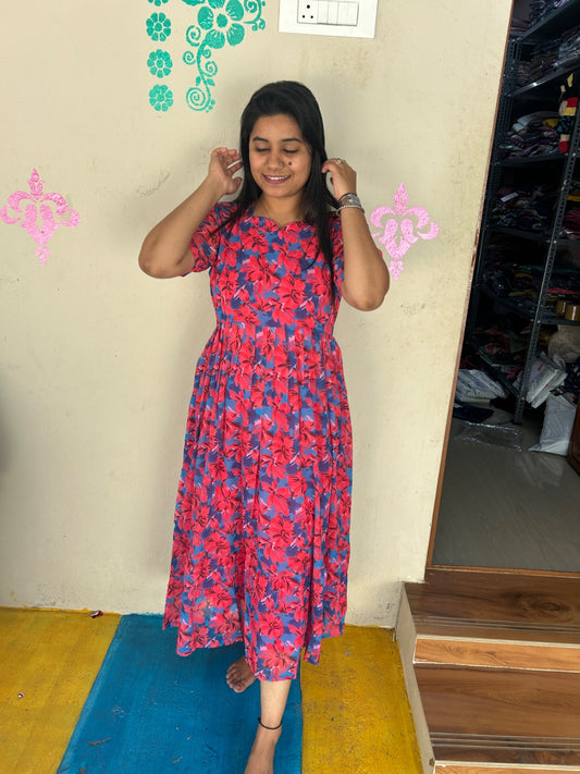 Georgette Floral Frock GFF03