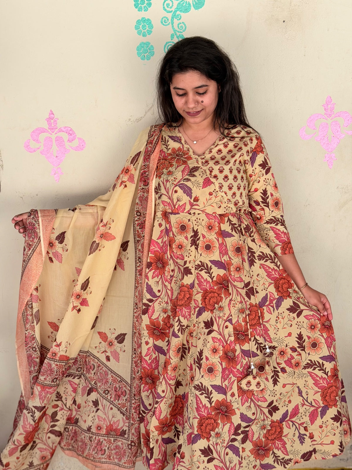 Cotton Floral Anarkali - CA52
