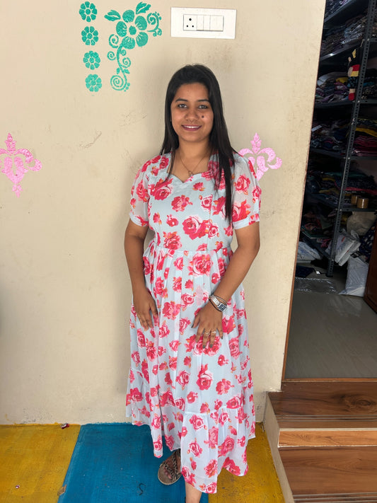 Georgette Floral Frock GFF05