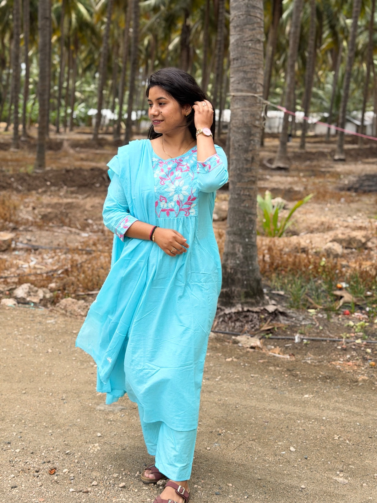 Cotton Floral Anarkali  -  AS74